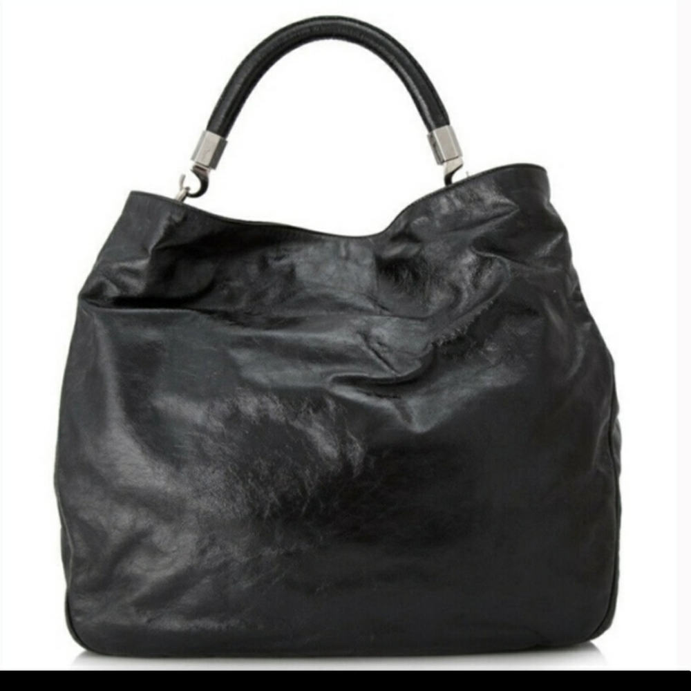 Yves Saint Laurent Black Leather Hobo Bag